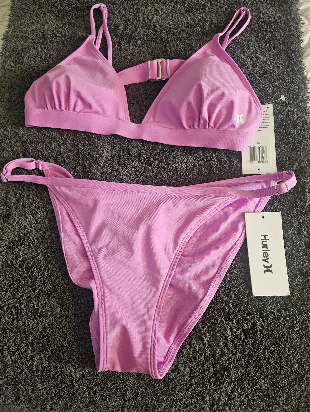 Hurley Pink Ribbed Triangle Bikini Set